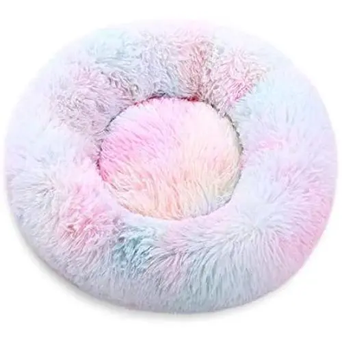 KAMA BRIDAL Marshmallow Cat Bed, Round Donut Beds Sofa for Small Dogs, Warm Plush Calming Pet Bedding, Pluffy, Comfy&Cute Faux Fur Cuddler Indoor, Size 23'' KAMA BRIDAL Marshmallow Cat Bed, Round Donut Beds Sofa for Small Dogs, Warm Plush Calming Pet Bedding, Pluffy, Comfy&Cute Faux Fur Cuddler Indoor, Size 23''