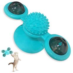 Equimedicos 2020 Newest Windmill Cat Toy - Cat Toy with LED and Catnip Ball, Cat Turntable Teasing Interactive Toy with a Suction Cup Base, Can be Cleaned, Rotary Massage Tickle Anti-bite