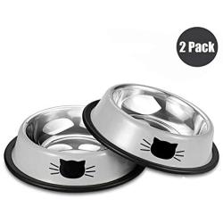 Ureverbasic Cat Bowls Pet Bowl Cat Food Water Bowl with Rubber Base Small Pet Bowl Cat Feeding Bowls Set of 2 (Grey)