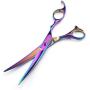 Poetry Kerry Pet Grooming Scissors Kit Dog Hair Care Shears 7 Inch Multicolor 1 Cutting Scissors 1 Thinning Shear 2 Curved Scissors and Grooming Comb