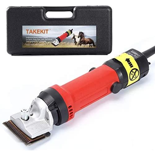 TAKEKIT Horse Clippers Professional Electric Animal Grooming Kit for Horse Equine Goat Pony Cattle and Large Thick Coat Dogs, 6 Speeds Large Heavy Duty Farm Livestock Haircut Trimmer, 380W