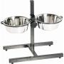 Indipets Adjustable Double Diner with 2 Stainless Steel Dog Bowls - Heavy Base Adjusts to Fit Your Pets Height