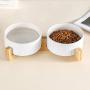 LIONWEI LIONWELI Ceramic Cat Dog Bowl Dish with Wood Stand No Spill Pet Food Water Feeder Cats Medium Dogs