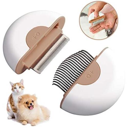 MALOROY 2-in-1 Cat Comb Dog Grooming Brush Hair Removal Shedding Cleaning Massage Combs Best Pet Hair Brushes Dematting Tools Grooming Kit for Kitten/Puppy/Pets