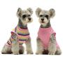 Fitwarm 2-Pack 100% Cotton Striped Dog Shirt for Pet Clothes Puppy Vest T-Shirts Cat Top Tee Breathable Stretchy