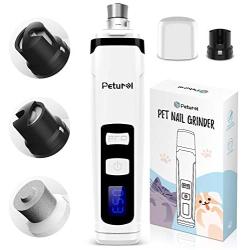 Petural Dog Nail Grinder Low Noise Pet Nail Grinder Adjustable 2-Speed Dog Nail Trimmer - Rechargeable Painless Paws Smoothing, Trimming Tool & Nail Grinder for Cats, Large, Medium & Small Dogs