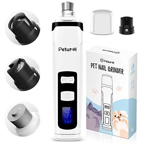 Petural Dog Nail Grinder Low Noise Pet Nail Grinder Adjustable 2-Speed Dog Nail Trimmer - Rechargeable Painless Paws Smoothing, Trimming Tool & Nail Grinder for Cats, Large, Medium & Small Dogs