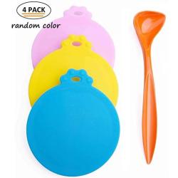 Super Design Can Covers Scoop Packaging,BPA Free Silicone Can Cover for Multiple Sizes with Melamine Food Scoop,for Dog and Cat, Small Scoop