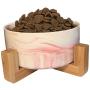 Ceramic Elevated Dog Food or Water Bowl-No Spill or Tip Over-Pet Food Water Feeder Dish-Stylish Marble Finish- Sold with Cotton Gift Bag