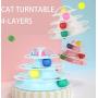 ikjuh Cat Turntable Toys Interactive Round Pet Toys 4 Layers Plastic Ball Rocking Roller for Cats Kitten IQ Training Puzzle Track Tower with Balls (Pink)