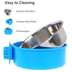 Blusea Fixed Pet Feeder, Stainless Steel Removable Food Water Bowl, Hanging Cage Cup Dish for Puppies Kitten Birds Rabbits Small Animals, for Crates & Cages