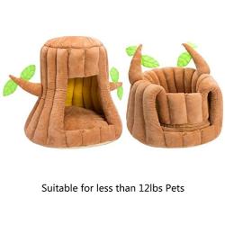 Hollypet Cozy Pet Bed Warm Cave Nest Sleeping Bed Tree Shape Puppy House for Cats and Small Dogs, Stump