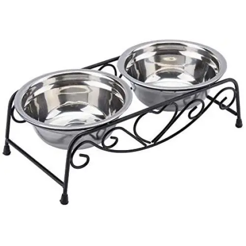 Maxmartt Pet Feeder,Stainless Steel Double Dog Cat Food Water Bowls Feeder Dishes Shelf Stand Maxmartt Pet Feeder,Stainless Steel Double Dog Cat Food Water Bowls Feeder Dishes Shelf Stand