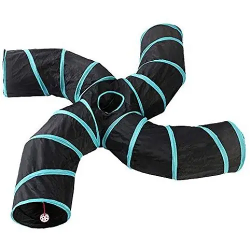 Decdeal Cat Tunnel Pet Play Tunnels Collapsible Cube Tunnel Toy for Cats Dogs Rabbits Pets (4 Way Tunnel(S Shape), Blue) Decdeal Cat Tunnel Pet Play Tunnels Collapsible Cube Tunnel Toy for Cats Dogs Rabbits Pets (4 Way Tunnel(S Shape), Blue)