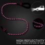 QUXIANG 2 Pack Dog Leash 5 FT Premium Quality Heavy Duty Nylon Pet Training Leash with Padded Handle Collapsible Pet Bowl Highly Reflective Rope Threads for Medium and Large Dogs Sturdy (Black/Pink)
