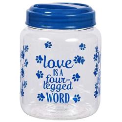 BPA-Free Plastic Airtight Dog Treat & Food Storage Containers Canisters Green & Blue Paw Print with Slogan (Set of 2) NW