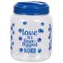 BPA-Free Plastic Airtight Dog Treat & Food Storage Containers Canisters Green & Blue Paw Print with Slogan (Set of 2) NW