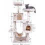 Hey-bro 61.5'' Extra Large Multi-Level Cat Tree Condo Furniture with Sisal-Covered Scratching Posts, 2 Bigger Plush Condos, Perch Hammock for Kittens, Cats and Pets