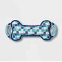 BOOTS & Barkley Toss Squeaky Rope Bone Tug Dog Toy Blue Multi Color Checks