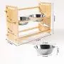 AZPLACE Dog Cat Pet Bowls Adjustable 3 Heights,Waterproof Pine Wood Dog Cat Pet Bowls Food and Water Bowls Stand Feeder with 2 Stainless Steel Bowls(16x11.8inch) AZPLACE Dog Cat Pet Bowls Adjustable 3 Heights,Waterproof Pine Wood Dog Cat Pet Bowls Food and Water Bowls Stand Feeder with 2 Stainless Steel Bowls(16x11.8inch)