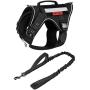 OneTigris Large Tactical Dog Harness and Dog Leash Set, No Pull Dog Vest Harness, Heavy Duty Dog Harness with Handle(Black,M)