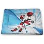 DayDayFun Hockey Cute Pet Mat Grungy Retro Style Halftone Background with a Goaltender Figure in Circle Non-Slip Dog Pads Pale Blue Black White