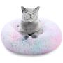 KAMA BRIDAL Marshmallow Cat Bed, Round Donut Beds Sofa for Small Dogs, Warm Plush Calming Pet Bedding, Pluffy, Comfy&Cute Faux Fur Cuddler Indoor, Size 23''