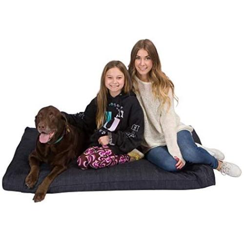 XXL Orthopedic Memory Foam Pet Bed - 55'' X 37'' X 4'' 100% Made in USA- Best XL Luxury Large Breed, Washable Pet Bed You Can Buy | 4 LB Memory Foam - Blue Denim, 4'' USA Made Memory Foam 4 lb)