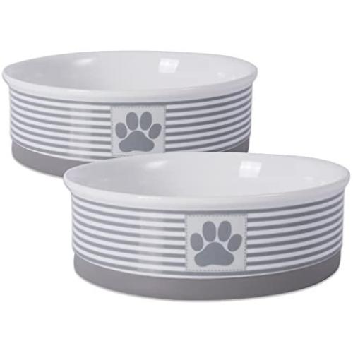 Bone Dry Paw Patch & Stripes Ceramic Pet Bowl & Canister Collection