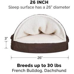 Furhaven Pet - Plush Ergonomic Orthopedic Foam Mattress Dog Bed, Round Snuggery Hooded Dog Bed, and ThermaNAP Self-Warming Quilted Cat Bed Pad for Dogs and Cats - Multiple Styles, Sizes, and Colors