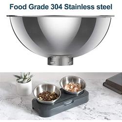 EZMioo Elevated Cat Bowls with 2 Stainless Steel Bowls, 15° Tilted Raised Cat Food and Water Bowls, Stress Free Food Grade Material, Nonslip No Spill Pet Feeding Bowls for Cat and Small Dogs