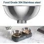 EZMioo Elevated Cat Bowls with 2 Stainless Steel Bowls, 15° Tilted Raised Cat Food and Water Bowls, Stress Free Food Grade Material, Nonslip No Spill Pet Feeding Bowls for Cat and Small Dogs