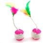 Duckart 2-Pack Cat Toys Sisal Hemp Knitting Ball Cat Woven Grind Toys with a Steel Ball Colorful Resistant Pet Feather Toy
