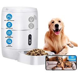 LeeKooLuu Q01 HD 1080P Camera WiFi Smart Feeder 6L Automatic Cat Feeder Automatic Dog Feeder Timer Programmable Voice and Video Recording Enabled App for iPhone and Android