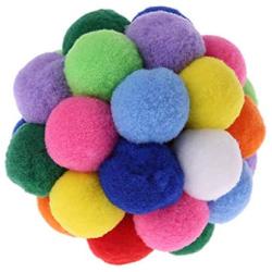 Aopiu New Pet Cat Toy, Colorful Handmade Bells Ball, Built-in Catnip Interactive Toy