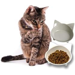 Hanerreal Cat Bowls Cat Food Bowls Wide Shallow Cat Dish Cute Non Slip Pet Food & Water Bowls Feeder Bowls Set of 2 for Dogs Cats Small Animals