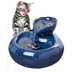 Intelligent Cat Water Fountain, Ceramic Ultra-quiet Pet Water Dispenser, Automatic Drinking Fountain for Cats and Dogs, Blue Pet supplies