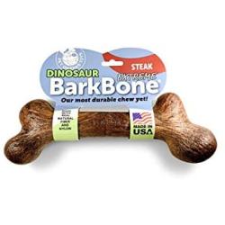 Pet Qwerks Extreme Dinosaur BarkBone Dog Chew Toy, Steak Flavor, Large