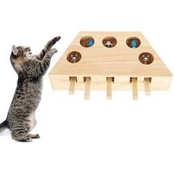 Cat Toy Puzzle Box, Interactive Cat Toy Solid Wooden, Cat Box Exercise Toy, Kitten Mouse Puzzle Hunting Playing Scratching