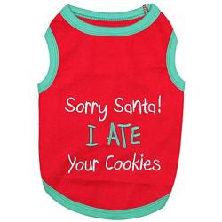 Parisian Pet Funny Christmas Holiday Dog Cat Pet Shirts Tee Tanks - Naughty or Nice, Santa Outfit, Elf Size, Santas Helper, Sorry Santa I Ate Your Cookies