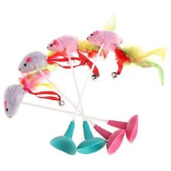 Calinescu1452 Colorful Cat Pet Toy Fake Mouse With Suction Cups Funny Playing Ring Lively - Dragonfly Fish Shipping Jingle Door Bells Quiet Grasshopper Clearance Banana Hide Feathers Cats Gal