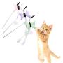 ocijf179 Cat Teaser Pet Cat Kitten Teaser Butterfly Play Stick Rod Wand Scratch Interactive Toy - Green