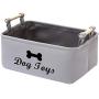 Brabtod Canvas Dog Toy Bins and Dog Toy Organizer Basket - Idea for organizing pet Toys, Blankets, leashes, Vest, chew Toys, Diaper and Clothing - Grey