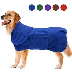 Geyecete Dog Drying Coat -Dry Fast Dog Bag - Dog Bathrobe Towel - Microfibre Fast Drying Super Absorbent Pet Dog Cat Bath Robe Towel,Luxuriously Soft,