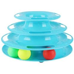 Pudwy Three Levels Pet Cat Toy Tower Tracks Disc Cat Intelligence Amusement Triple Pay Disc Cat Toys Ball Training Amusement Plate