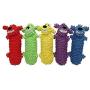 MPP Dog Toys Floppy Loofa Water Bottle Squeaker Smiling Characters Colors Vary 11''