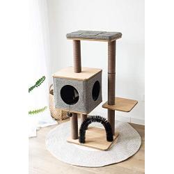 PetPals Three-Level Elevated Cat Tree Condo with Massage & Particle Board, Grey (PP18502)