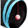 Pet Toys Cat Tunnels for Indoor Tube Cat 5 Way Peek Hole Toy Ball Cat Extensible Collapsible Cat Play Tent Interactive Toy Maze House Suitable for Animals Such as Puppy Rabbit Kitten (Blue & Black）