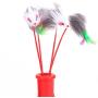ttnight 5Pcs Cat Catcher Short Rod Cats Teaser Plastic Feather Chaser Wand Kitten Pet Toy