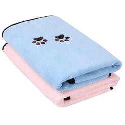 Wipela Pet Dog Cat Microfiber Bath Towel, Ultra Absorbent Fast Drying (2-Pack)